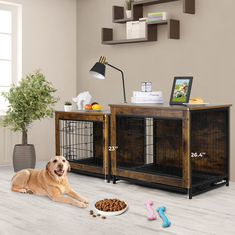 Tucker Murphy Pet Dog Crate Furniture Side End Table Mordern Kennel Wooden Heavy duty Dog Cage Dog House Indoor End Table Night Stand w removable Tray Double door 3mm dia Wire Reviews Wayfair
